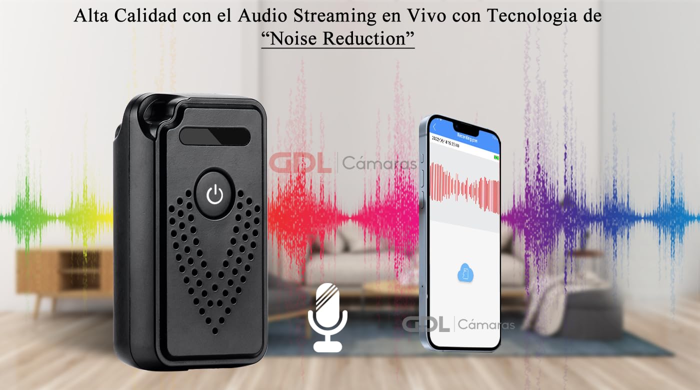 Micrófono Espía Oculto Tecno-10 Innovación WiFi Portable Grabadora de Voz con Audio en Vivo y Modo Espera de 20 Días