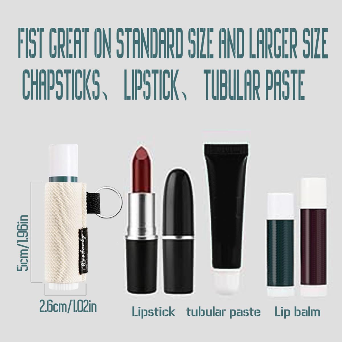 Chapstick - Llavero con diseño minimalista y bonito para bálsamo labial, Chroma, Large