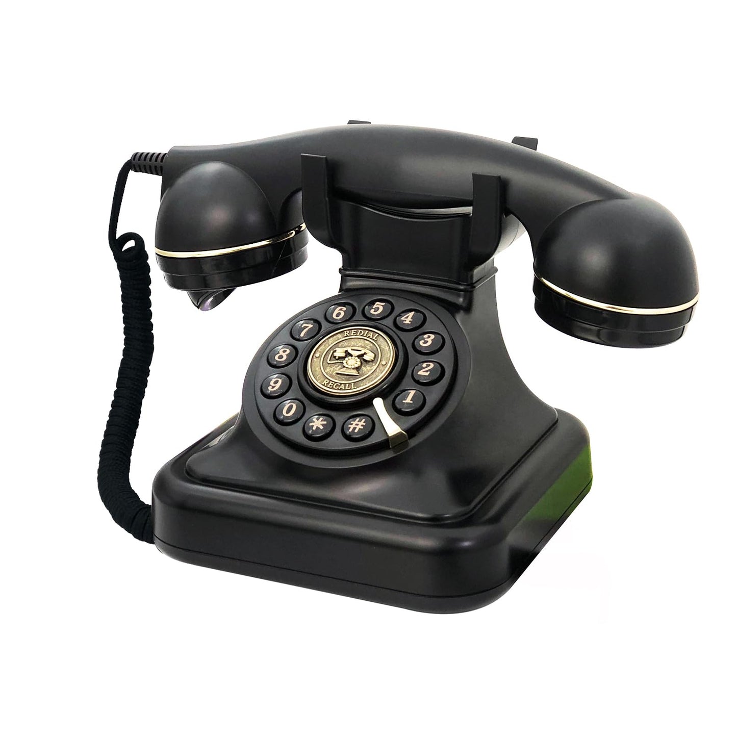 TelPal - Teléfono fijo retro para el hogar, teléfono antiguo con cable negro, botón antiguo de los años 30, teléfono antiguo con botón grande, teléfono clásico, caja fuerte para cortes de energía, botón de revisión, teléfonos clásicos retro de la casa