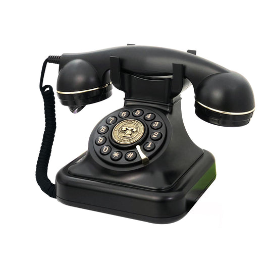 TelPal - Teléfono fijo retro para el hogar, teléfono antiguo con cable negro, botón antiguo de los años 30, teléfono antiguo con botón grande, teléfono clásico, caja fuerte para cortes de energía, botón de revisión, teléfonos clásicos retro de la casa