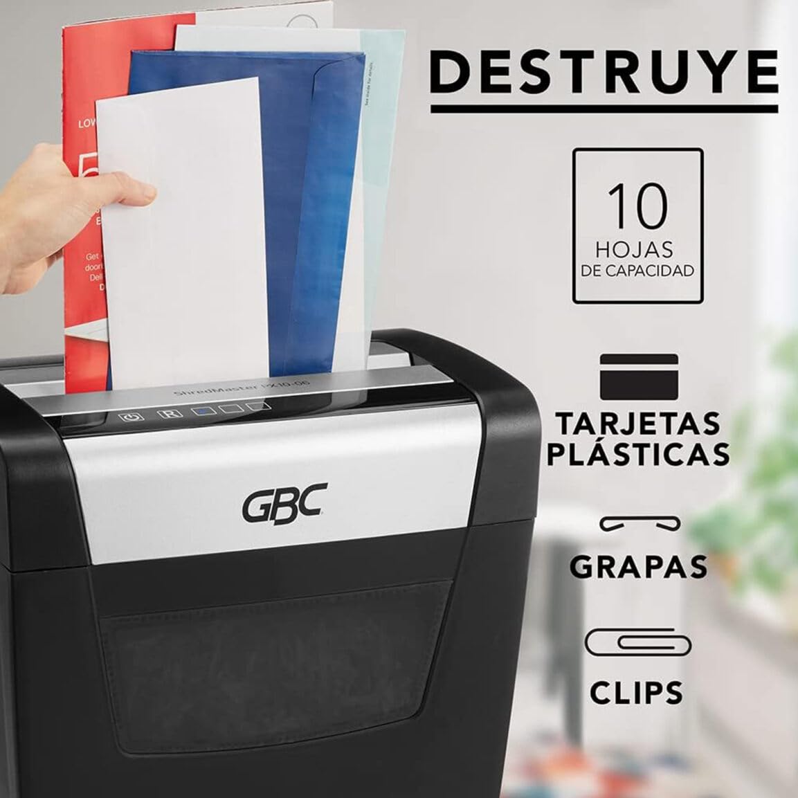 GBC Trituradora de Papel y Grapas, Auto Feed+ 60x, Corte Súper Cruzado P-4 de 60 Hojas, con Cesto de 19.8 litros. WSM1757601