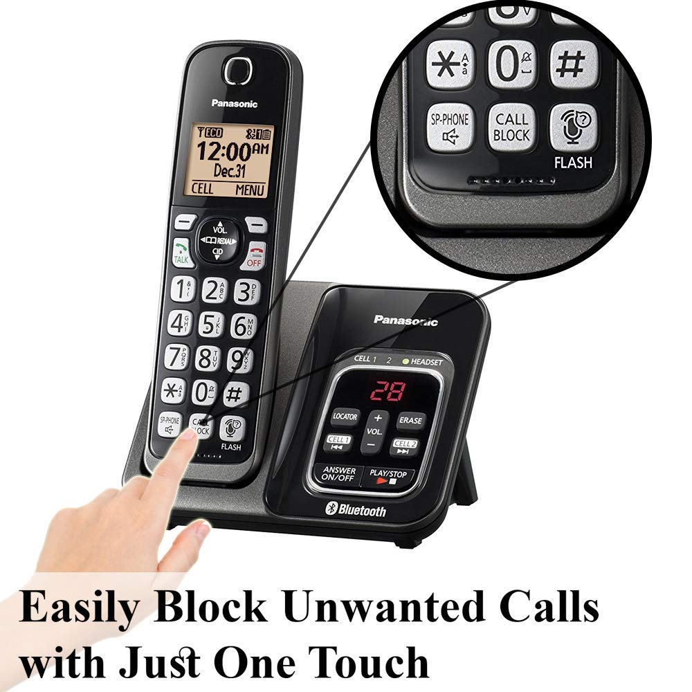 Panasonic KX-TG833 DECT 6.0 - Paquete de teléfono Bluetooth con 3 auriculares