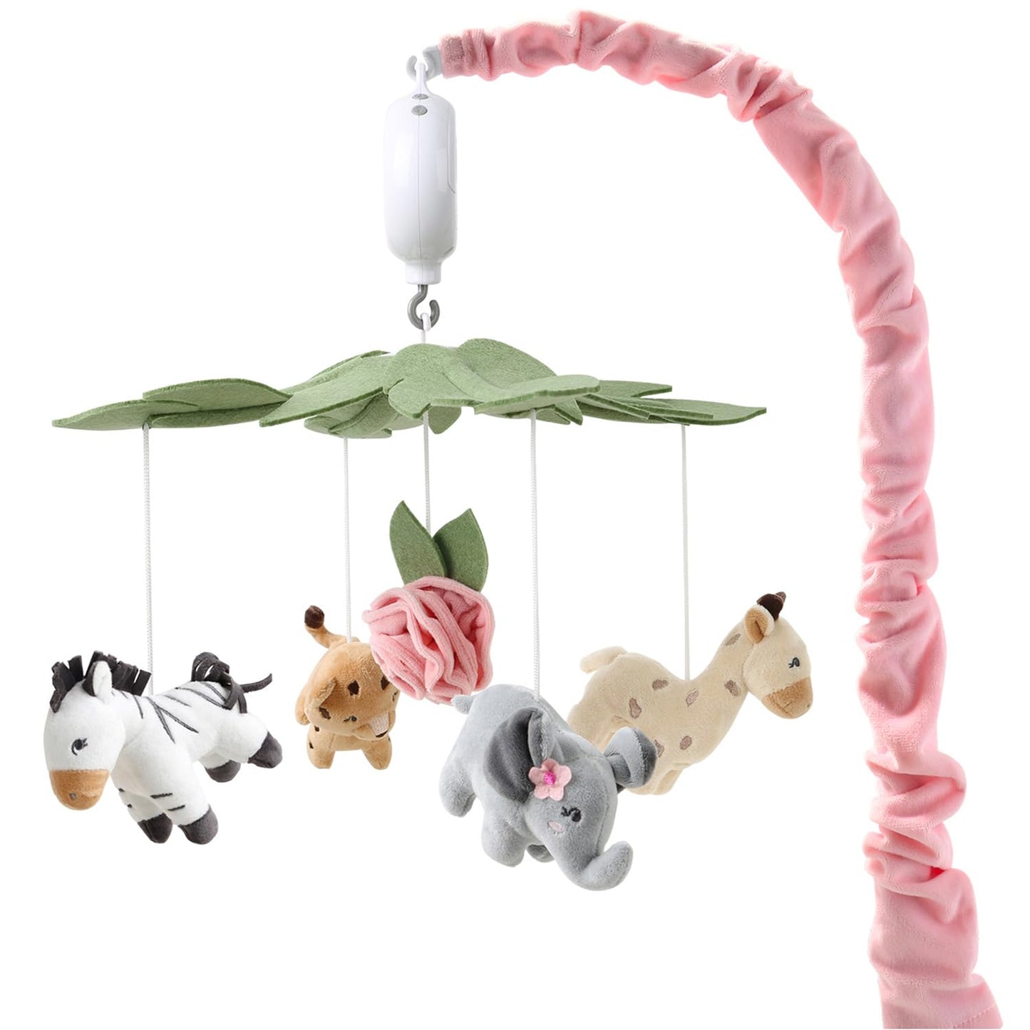 Móvil para cuna de bebé The Peanutshell para niñas - Móvil suave rosa musical para cuna con 12 canciones de cuna, lindo animal decoración de habitación para bebé de sueños salvajes