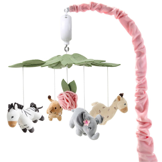 Móvil para Cuna The Peanutshell Rosa Musical con Animales para Niña