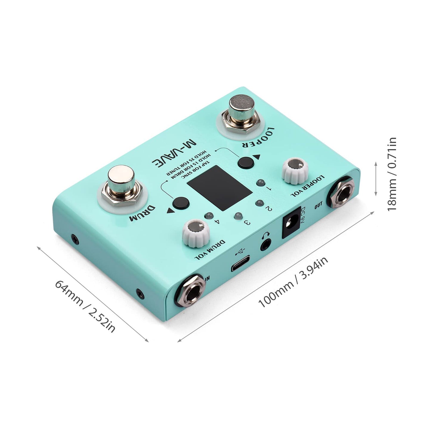 LOST TEMPO Pedal de efectos Drum & Looper Effector Mini 2-in-1 Looper & Drum Machine Footswitch Looper Pedal Looper Pedal de guitarra 30 tambores y 4 bucles Sintonizador de alta precisión