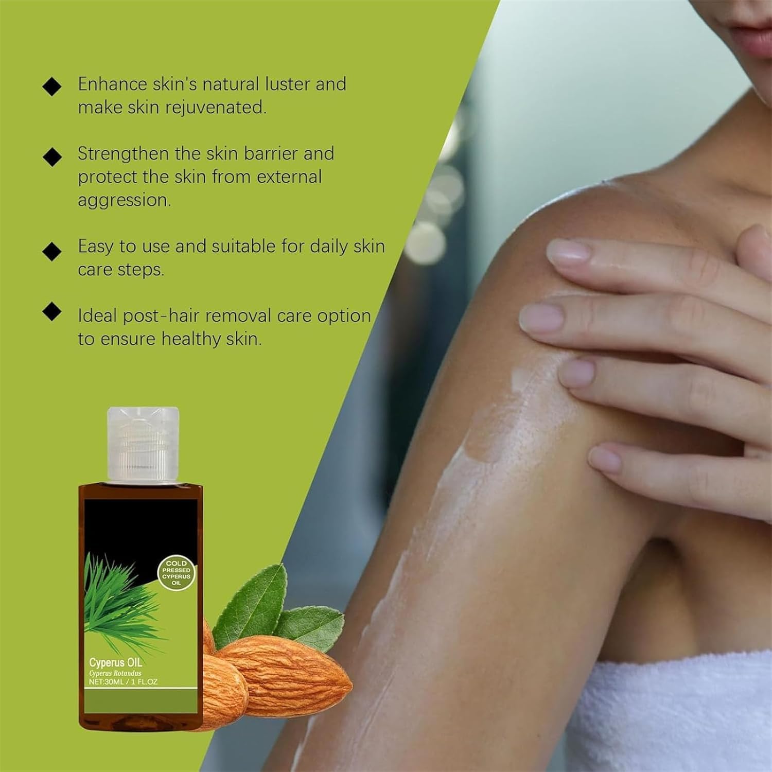 Pack 2 Aceites Naturales para Depilación y Reducción del Vello Corporal - Cyperus Rotundus - Todo Tipo de Piel