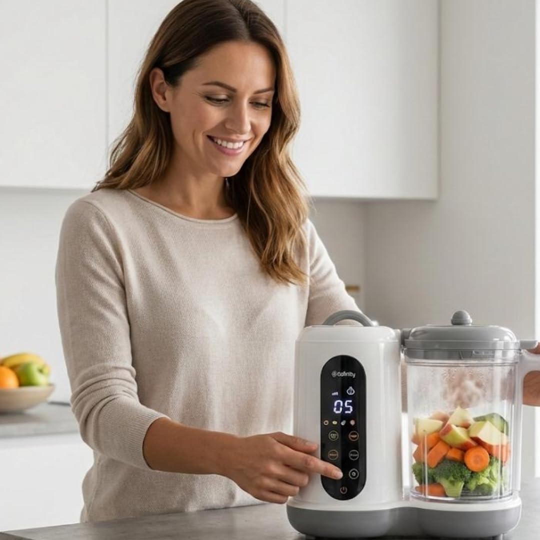Vaporizador y licuadora de alimentos para bebés 2 en 1 | Vapor rápido, purés suaves, diseño sin BPA, apagado automático, gran capacidad para comidas caseras para bebés y nutrición de niños pequeños