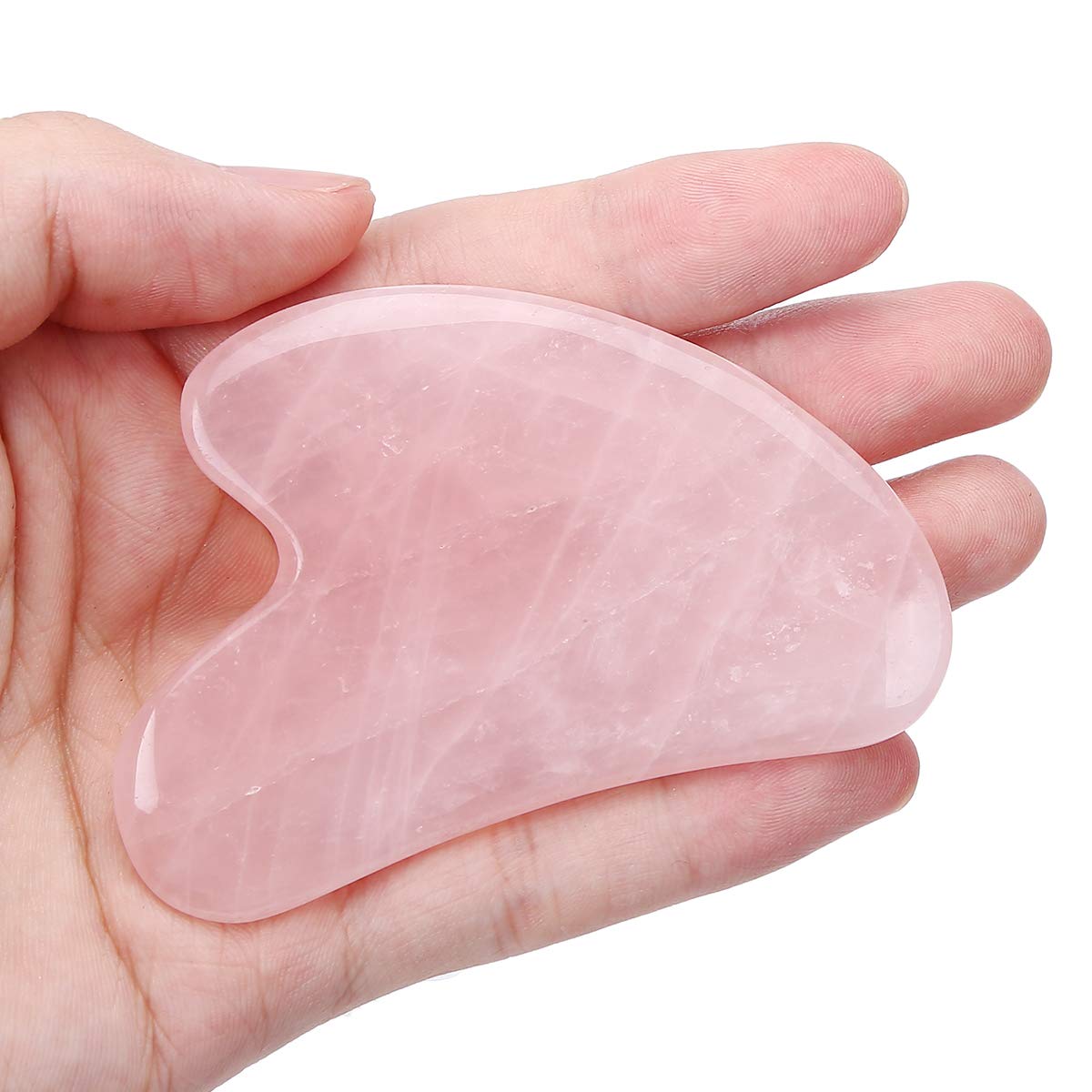 Loveliome Scraping Facial Massage Tools, Natural Rose Quartz Aventurine Guasha Stone Board for SPA Acupuncture Therapy Trigger Point Treatment(Rose Quartz 1)