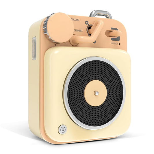 Muzen Mini Altavoz Bluetooth, botón portátil Vintage pequeño Lindo Altavoz inalámbrico de Metal, Altavoz de Audio Recargable de Alta definición con cordón, clásico Retro para cumpleaños al Aire Libre