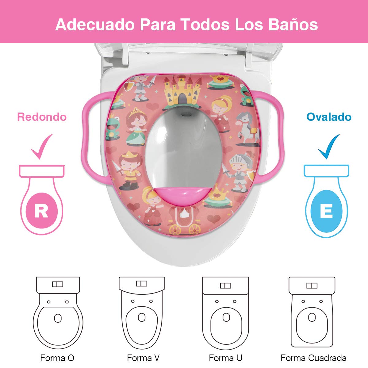 Asiento Entrenador De Inodoro Para Niños, Entrenador De Inodoro Acolchado Para Bebés, Reductor Infantil Antifugas, Asiento Baño Portátil Dibujos Animados, Asiento Entrenador Niño Niña 1-6 Años