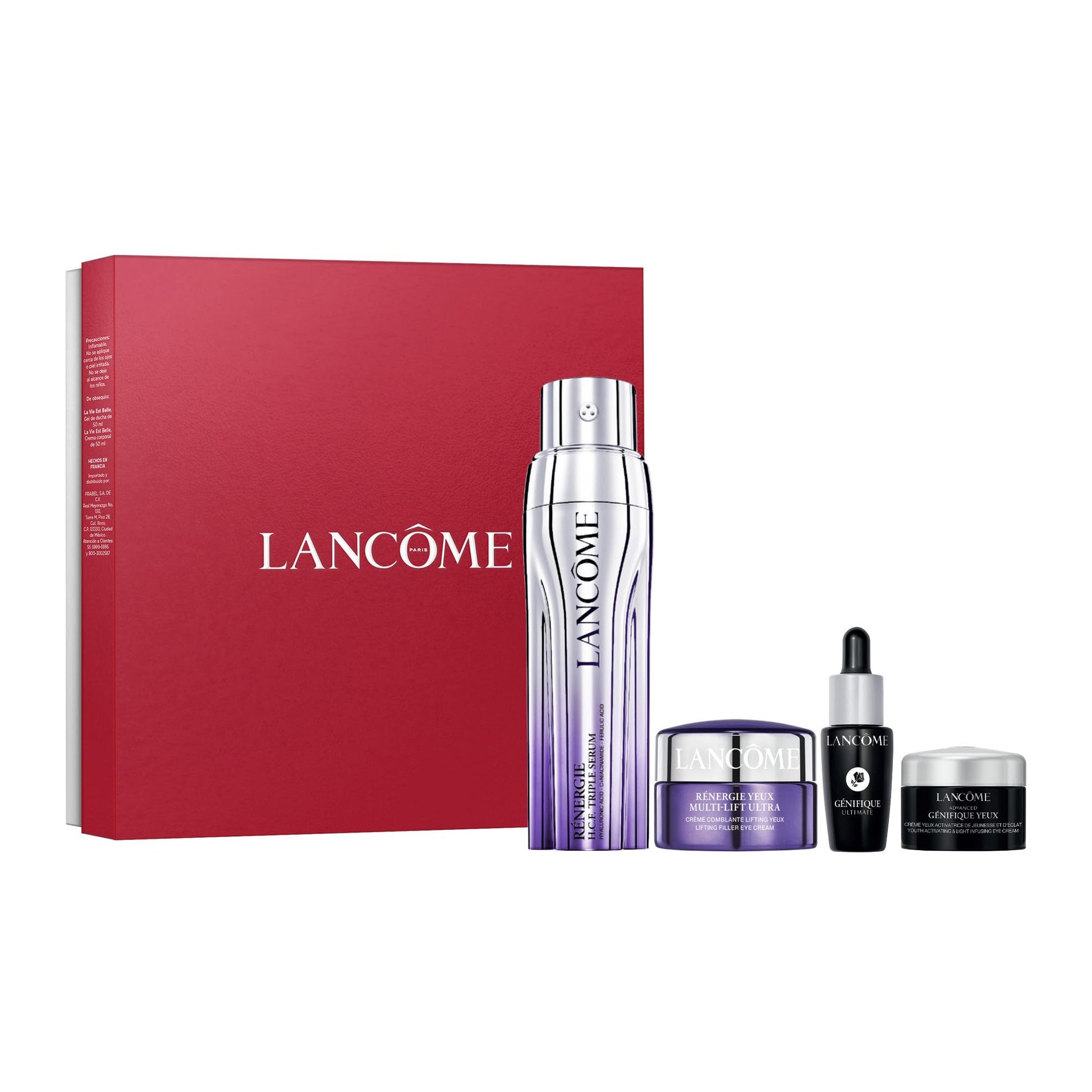 Lancôme, Rénergie Triple Serum, Set de Regalo, Suero Rénergie H.C.F Triple Serum 50 ml + Suero Génifique Ultimate Serum Facial 7 ml + Crema Advanced Génifique Yeux 5 ml + Crema de Noche Rénergie Multi – Lift Night Cream 15 ml, 4 Piezas