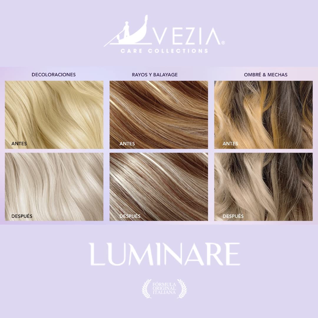 Kit Shampoo Matizante Vezia Luminare y Acondicionador para Mechas y Canas 300 ml