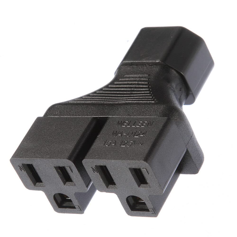 Adaptador de Corriente Divisor Toptekits Negro C14 a 2 x Nema 5-15R 3 Pines