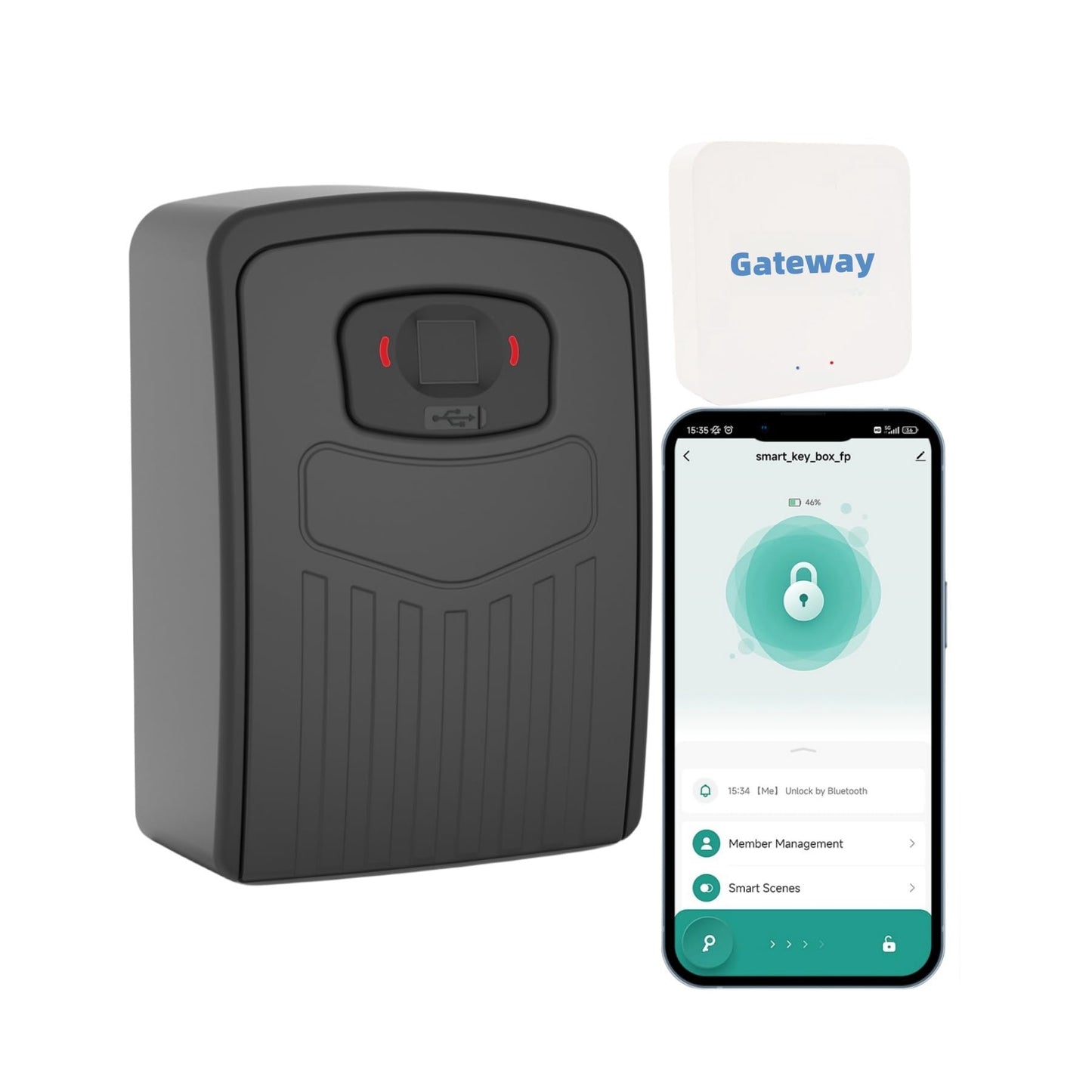 Loccess Caja de Bloqueo Inteligente con Huella Dactilar, Acceso Remoto Inalámbrico, Bluetooth, Negro