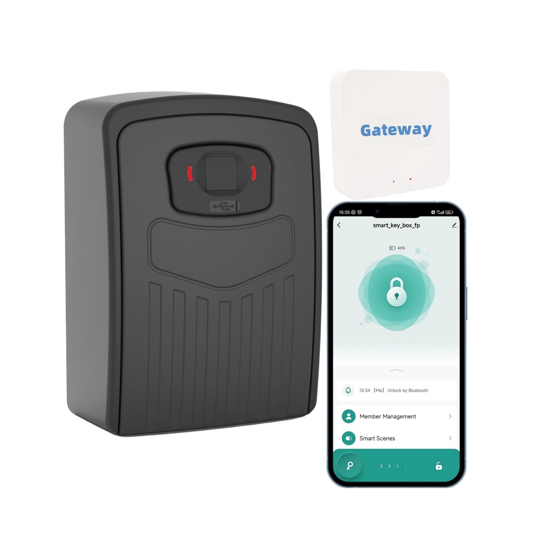 Loccess Caja de Bloqueo Inteligente con Huella Dactilar, Acceso Remoto Inalámbrico, Bluetooth, Negro