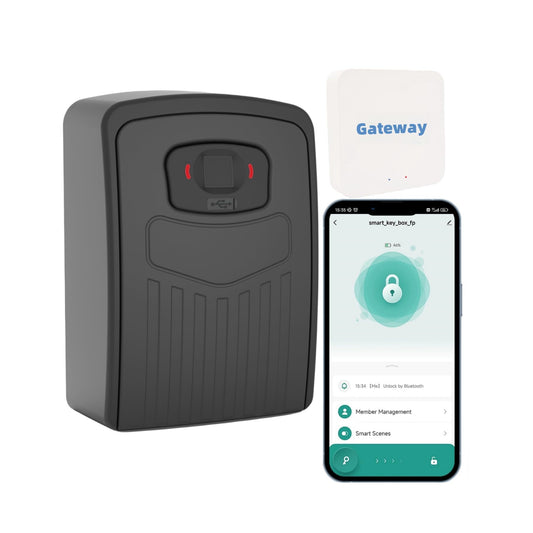 Loccess Caja de Bloqueo Inteligente con Huella Dactilar, Acceso Remoto Inalámbrico, Bluetooth, Negro