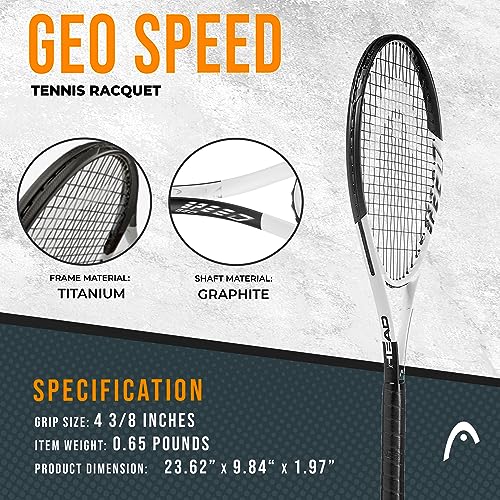 HEAD Geo Speed - Raqueta de Tenis para Adultos, diseño de Cabeza preencordada, 27.5 Pulgadas, Agarre de 4 3/8 Pulgadas