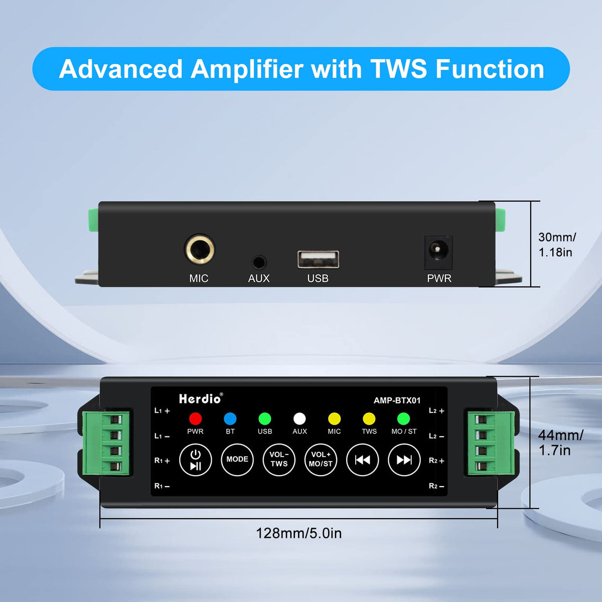 Bocinas Bluetooth Herdio Negras Impermeables con Amplificador Superior y Amplia Cobertura de Sonido Estéreo para Exterior (4 Altavoces)