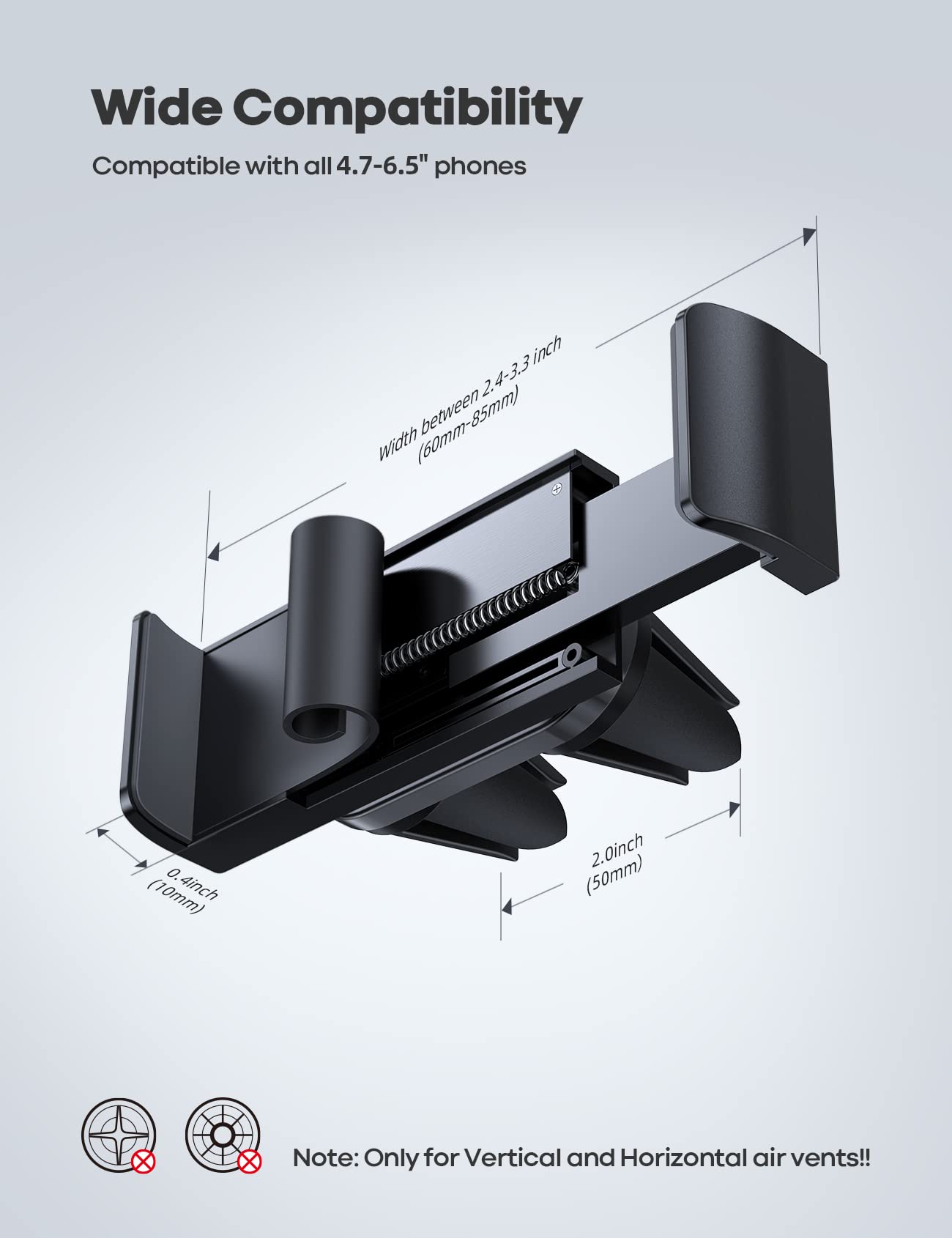 Lamicall Soporte Celular Auto, Porta Celular Auto - Carro de Rejillas de Ventilación Salidas de Aire para iPhone 15 14 13 12 11 8 7 XS XR, Samsung, Redmi, Android Smartphones, para 4.7-6.5" Celular