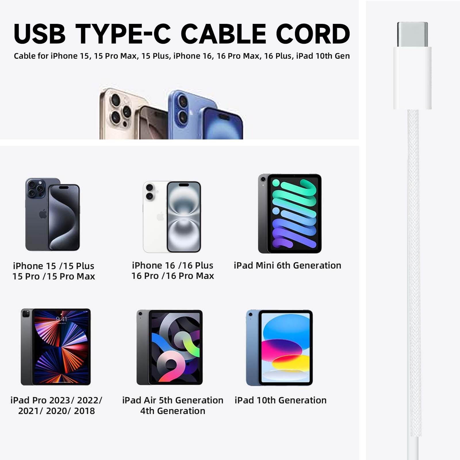 Cargador de pared para AirPods 4 USB C de 20 W para AirPods 4 Gen, AirPods Pro 2 2nd, AirPods Max 2 (2024), Apple TV Remote 3rd/4th gen, TV 4K/Siri Remote 3 gen, iPhone 15/16, Pro Max, cable de carga