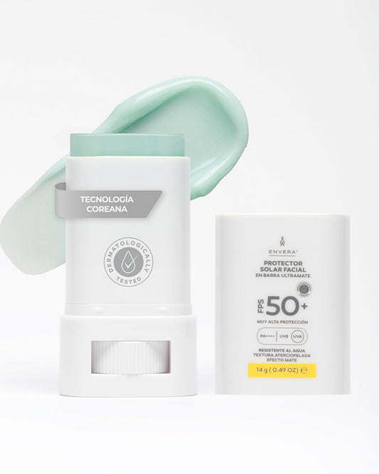 Protector Solar Facial y Corporal ENVERA FPS 50+ UVA/UVB Barra Mate Hipoalergénica Vegana con Antioxidantes