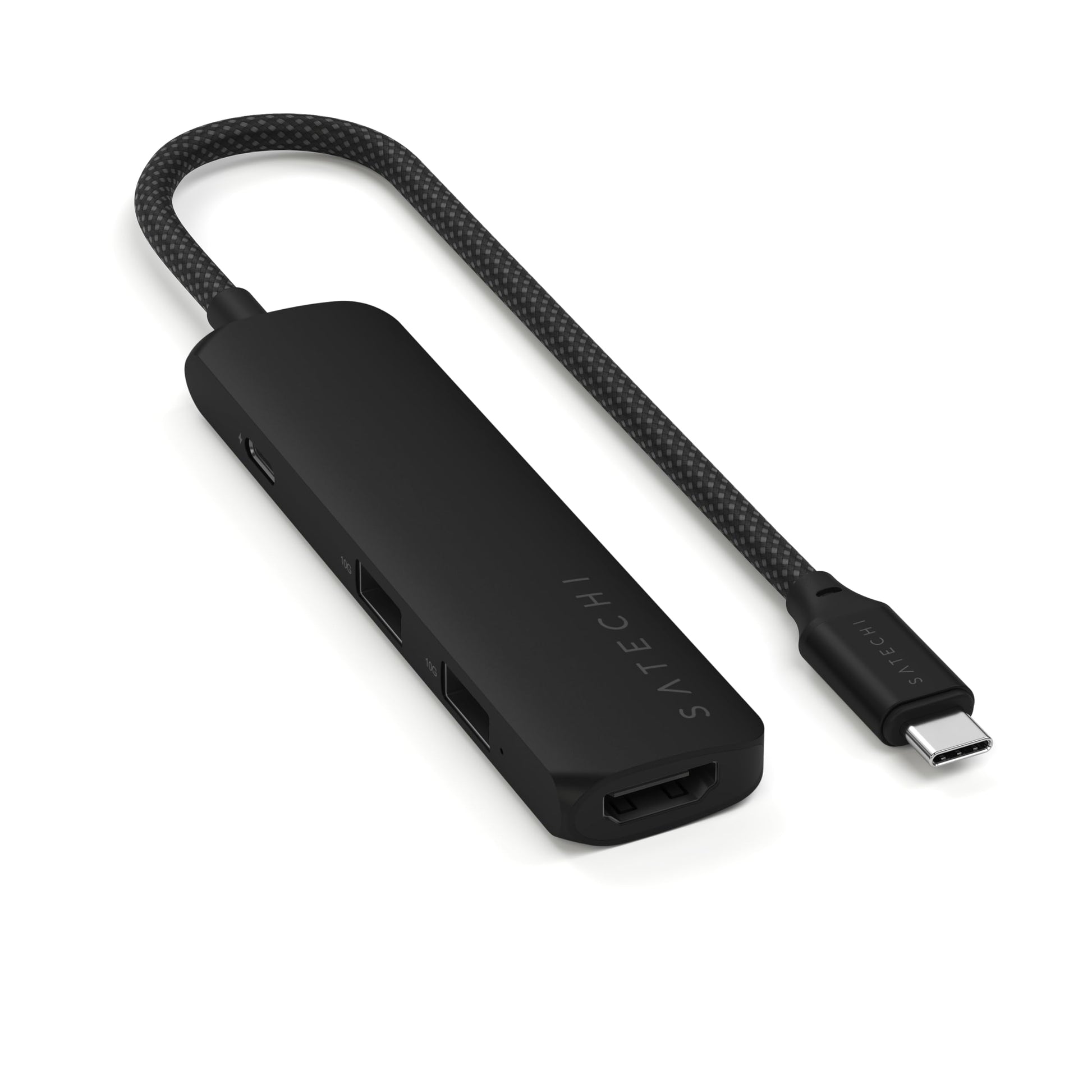 Adaptador USB-C SATECHI Negro 4 en 1 HDMI 4K, PD 100W, 2 Puertos USB-A, Lectores de Tarjetas Micro/SD