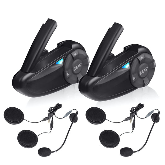 Intercomunicador Auricular Bluetooth iSunergy para Casco Negro 7 Riders 750mAh Impermeable Conectable con SafeRiding App (2 Pack)
