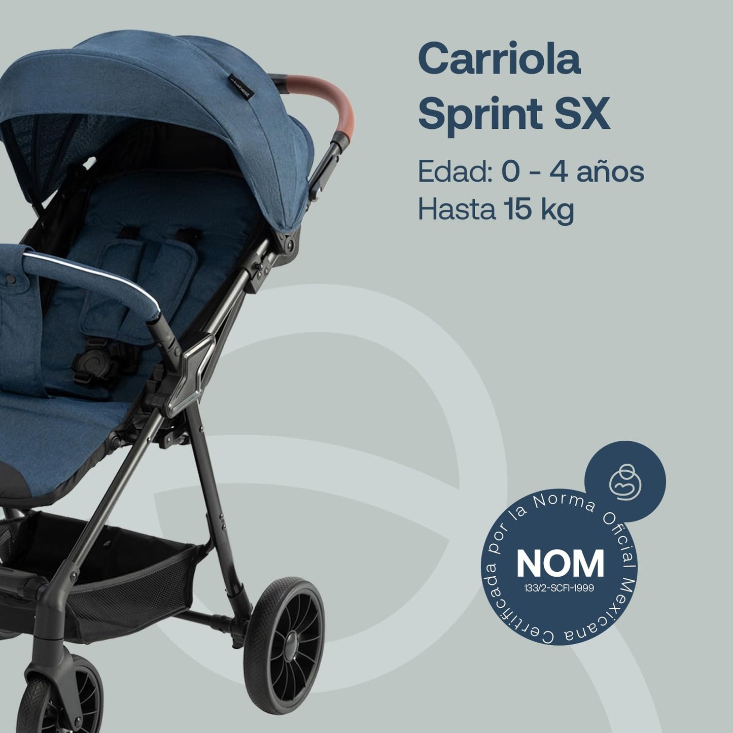 Bebesit Carriola para Bebe Sprint | Carriola de Bastón Ligera con Cinturón de 5 Puntos | Recién Nacidos a 4 Años | Carriola de Viaje con Toldo, 3 Paneles, Reposa Pie Ajustable y Canasta Portaobjetos