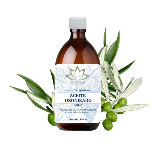 Aceite Ozonizado 600 IP regenera la piel antioxidante, disminuye arrugas, revitaliza, regenera, hidrata y suaviza la piel. (500 ML)