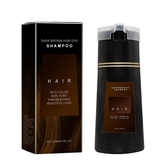 Hair Dye Shampoo, 3 in 1 Instant Hair Dye Shampoo, Color Shampoo Hair Dye for Hair Coverage, Champú colorante natural para cubrir canas, for All Hair Types,200ml (Marron oscuro)
