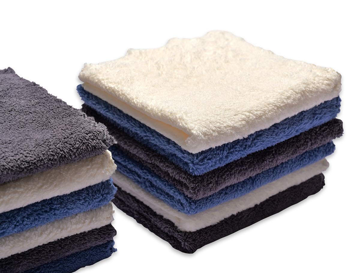 Kyapoo Paquete de 12 paños de baño para bebé, 30,5 x 30,4 cm, microfibra de forro polar coral, extra absorbente y suave para recién nacidos, bebés y niños pequeños
