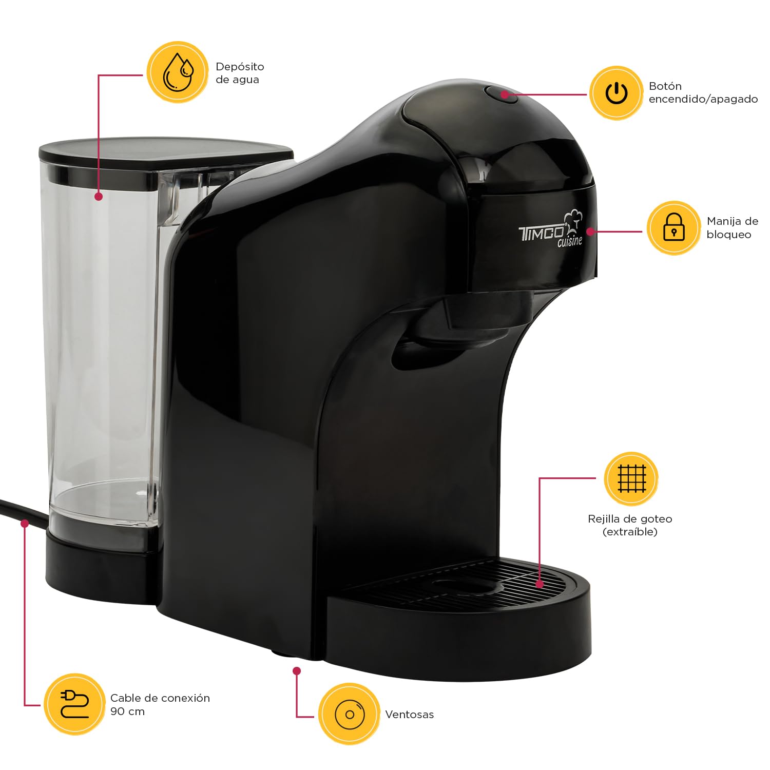Cafetera Timco Multicapsula 3 en 1 prepara tu cafe con Capsulas o Cafe Molido Cafetera Electrica Timco CAFE006
