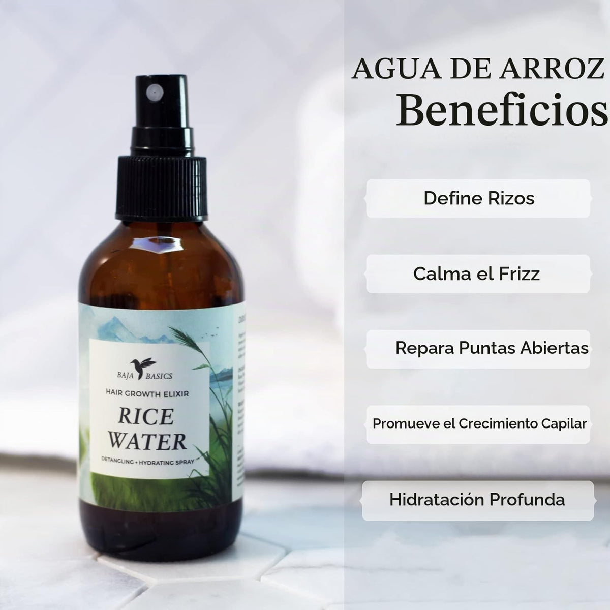 Spray Capilar Agua de Arroz para el Crecimiento del Cabello, 120 ml