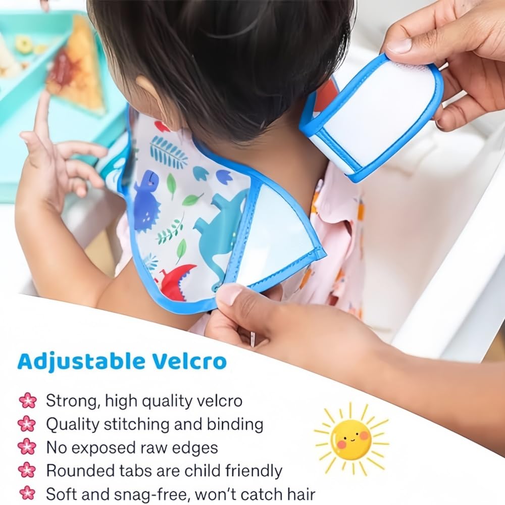 Babero impermeable para bebé, babero de alimentación con bolsillo para bebé, niño, niña, lavable, 6-50 m