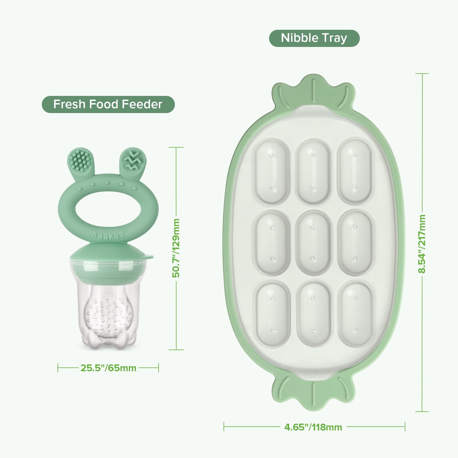 Comedero de alimentos frescos y bandeja de silicona – verde guisante