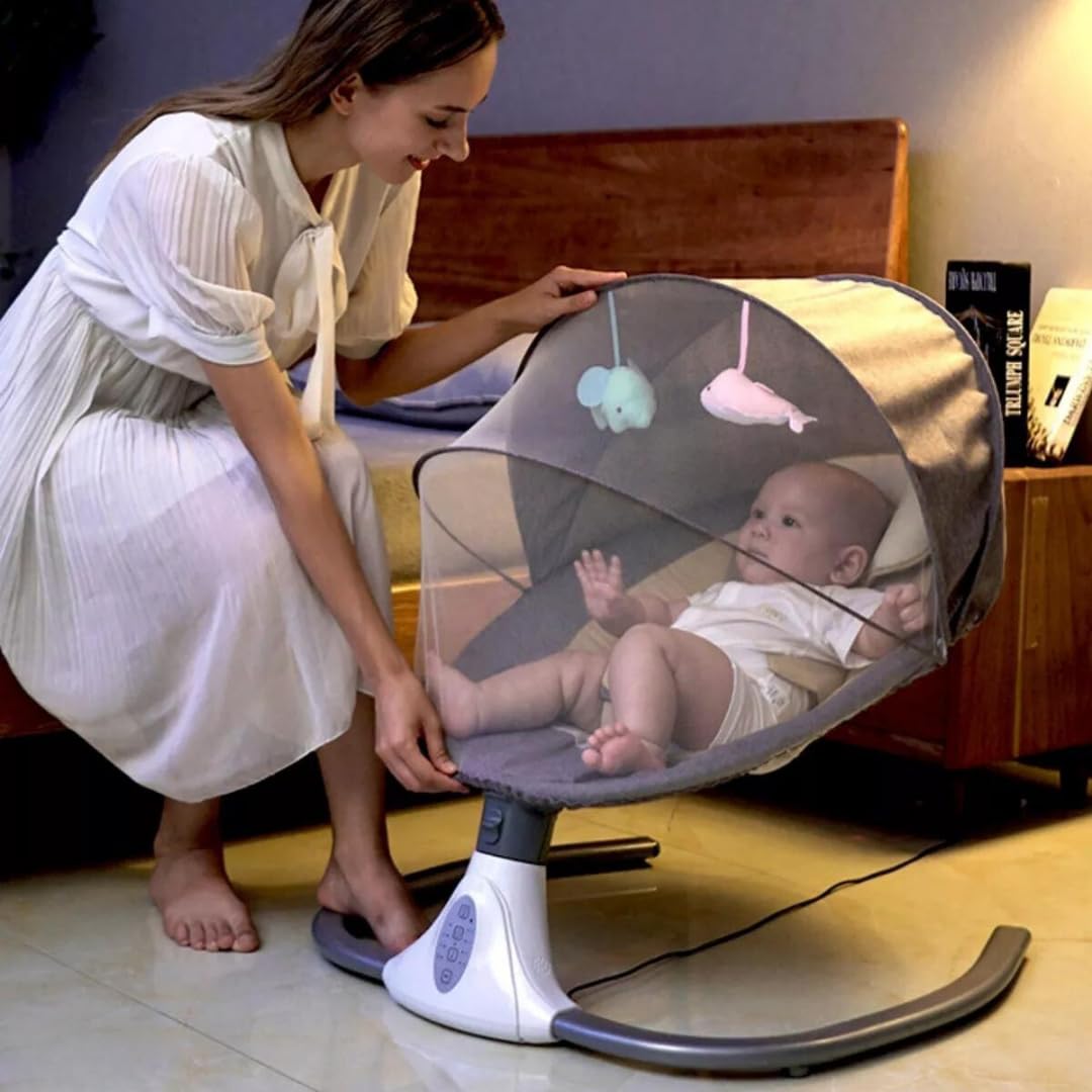 Mecedora Eléctrica SAYCHEESE Premium Beige con Control Remoto y Asiento Acolchado para Bebé