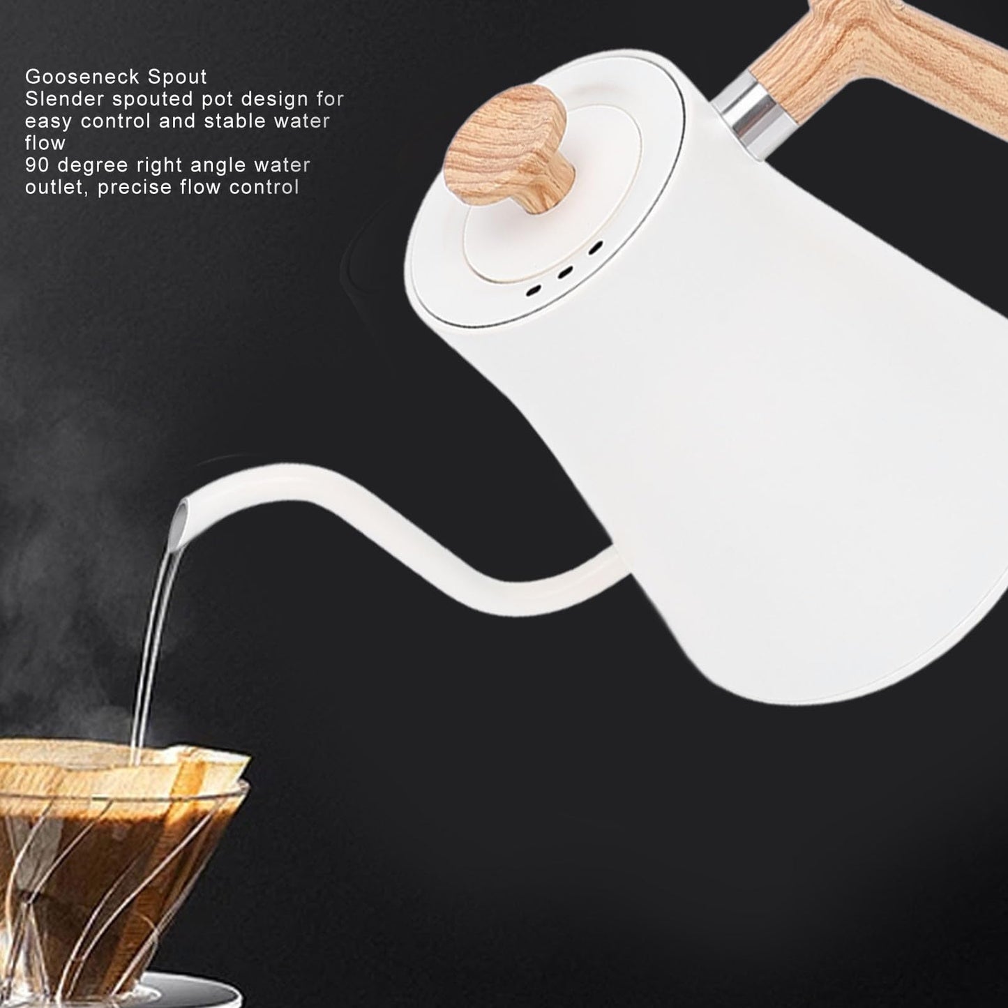 Hervidor Eléctrico de Cuello de Cisne con Pantalla LED, Control de Temperatura Variable, 0,8 L, Compatible con Alexa, Acero Inoxidable para Verter café, hervidor de café eléctrico de cuello de cisne