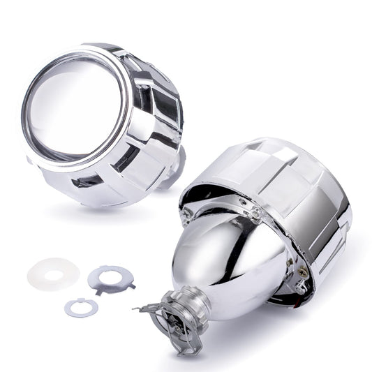 Lente de Proyector Bixenón YUFANYA Plateado de 2.5 Pulgadas para Motocicleta