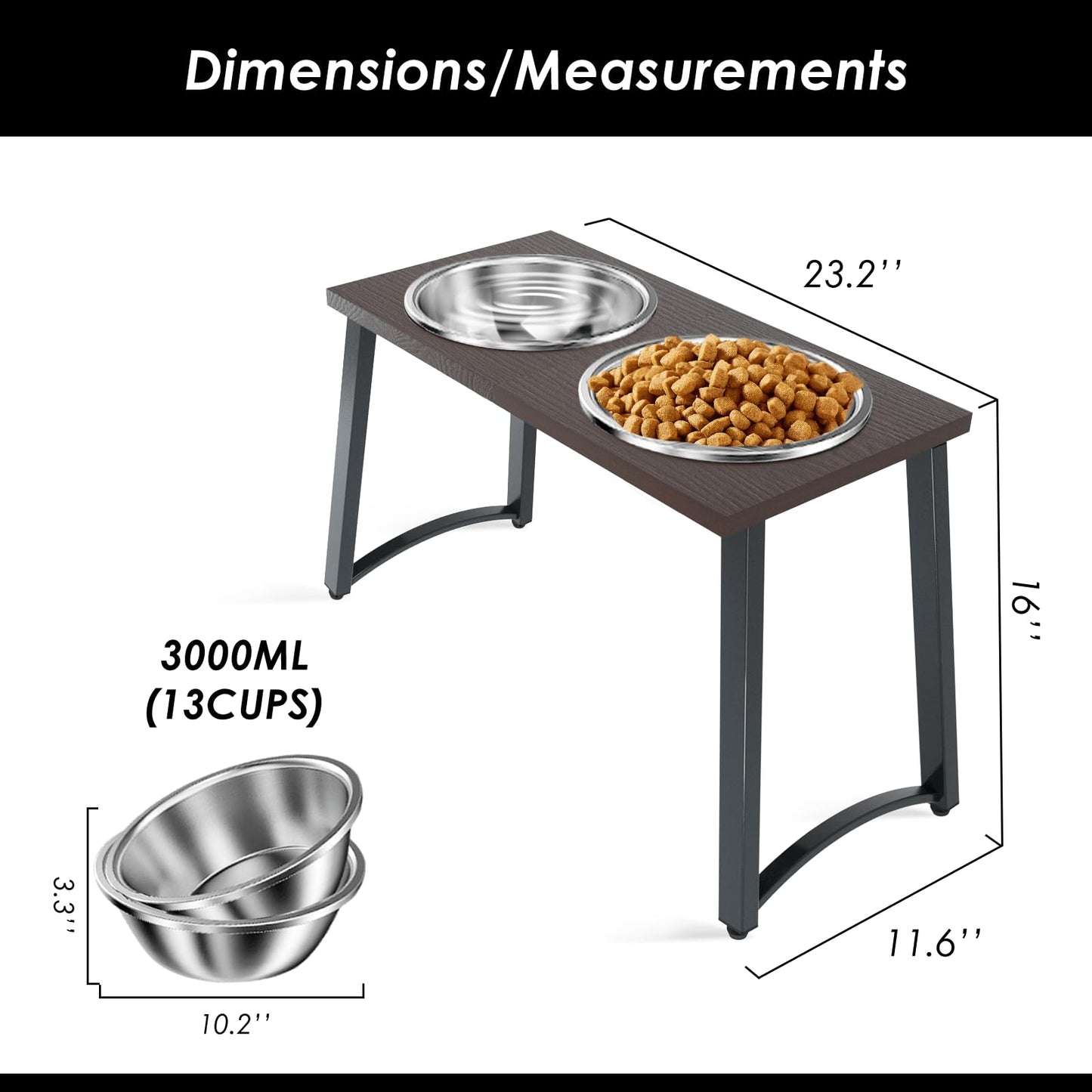 Cuencos Elevados TIDANT Acero Inoxidable Extra Grandes para Perros