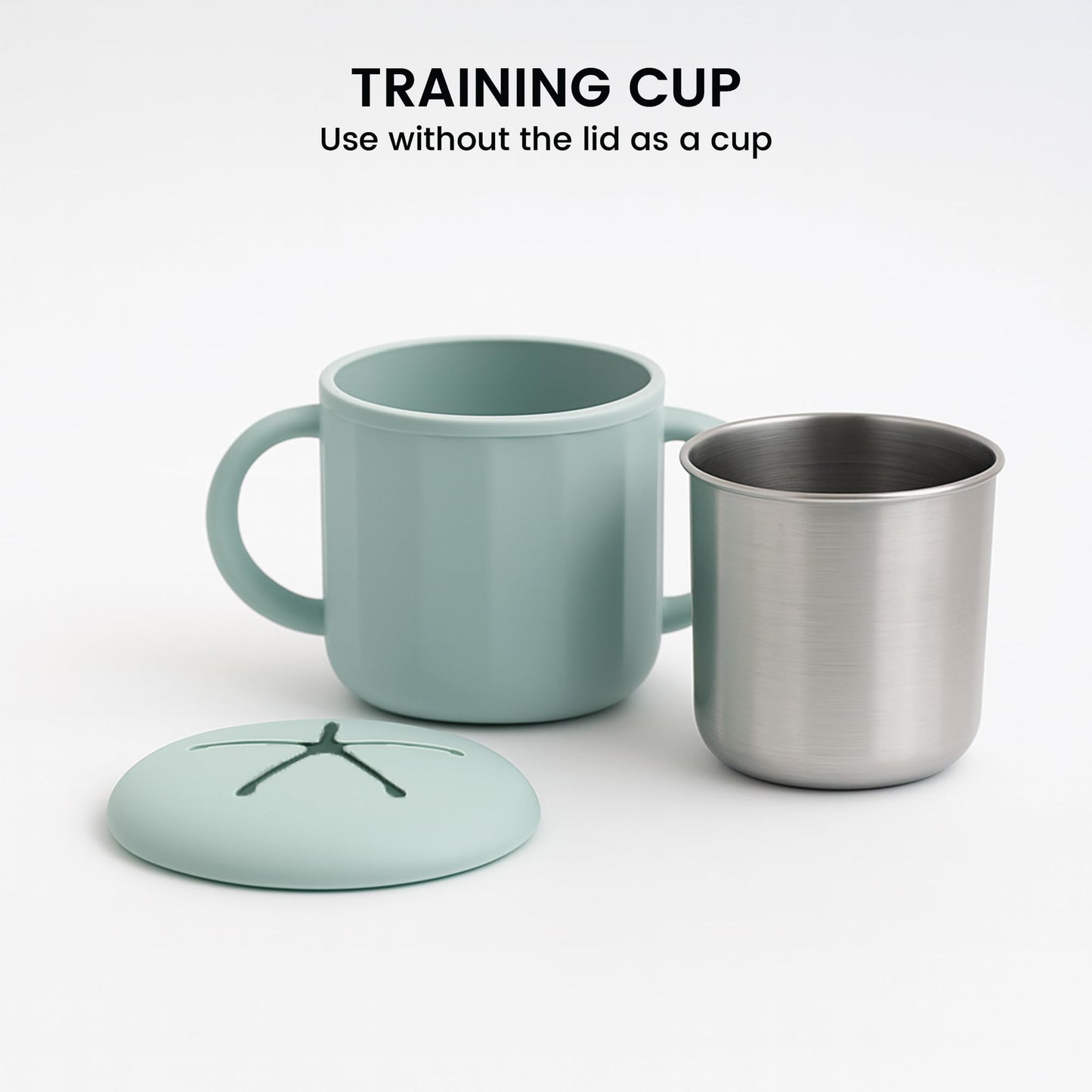 Lulyboo - Taza de aperitivos de acero inoxidable con asas resistente a derrames para niños pequeños