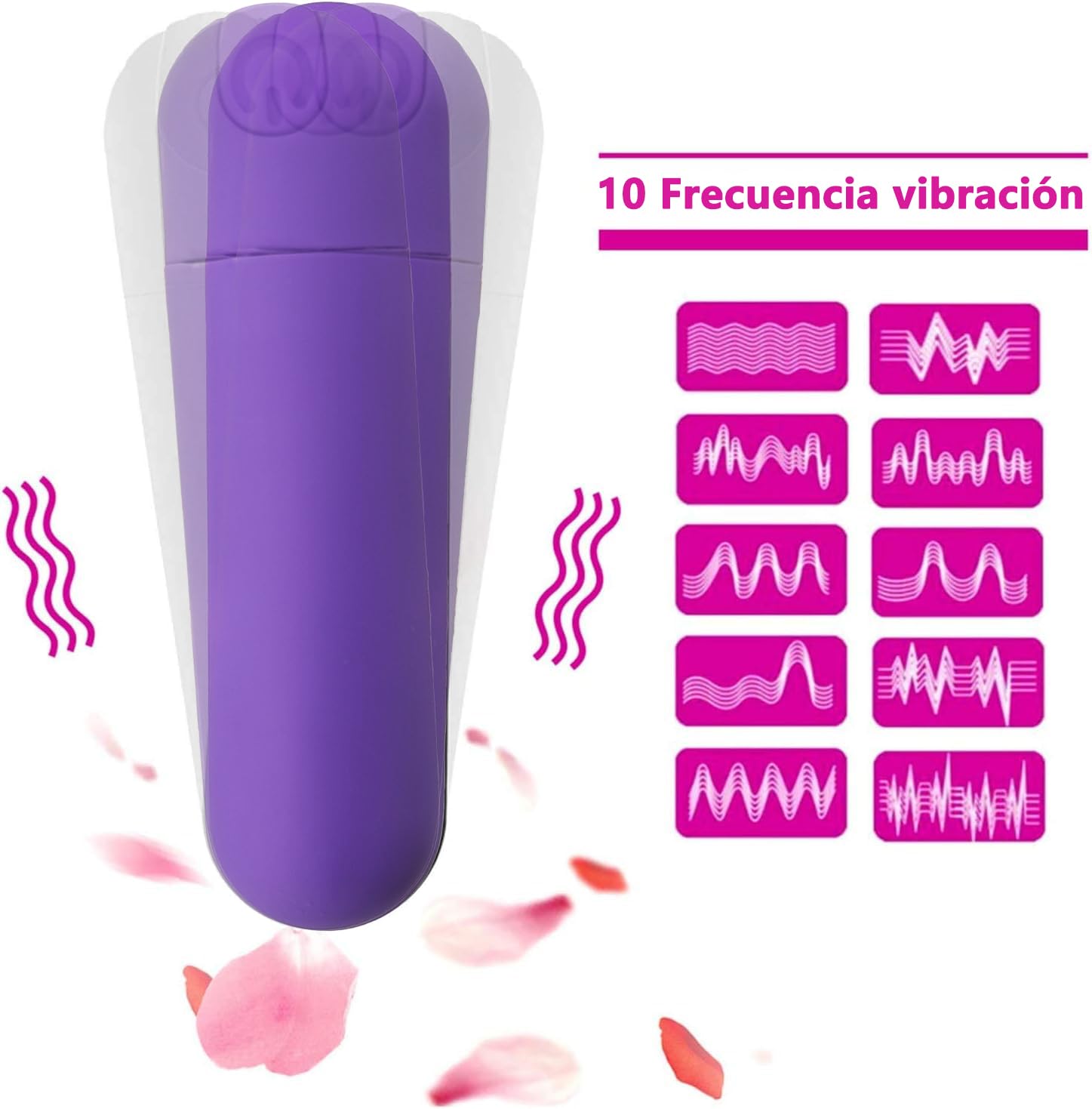 Vibrador Bullet Mini Silicona Violeta con 10 Modos Impermeable Recargable para Mujer