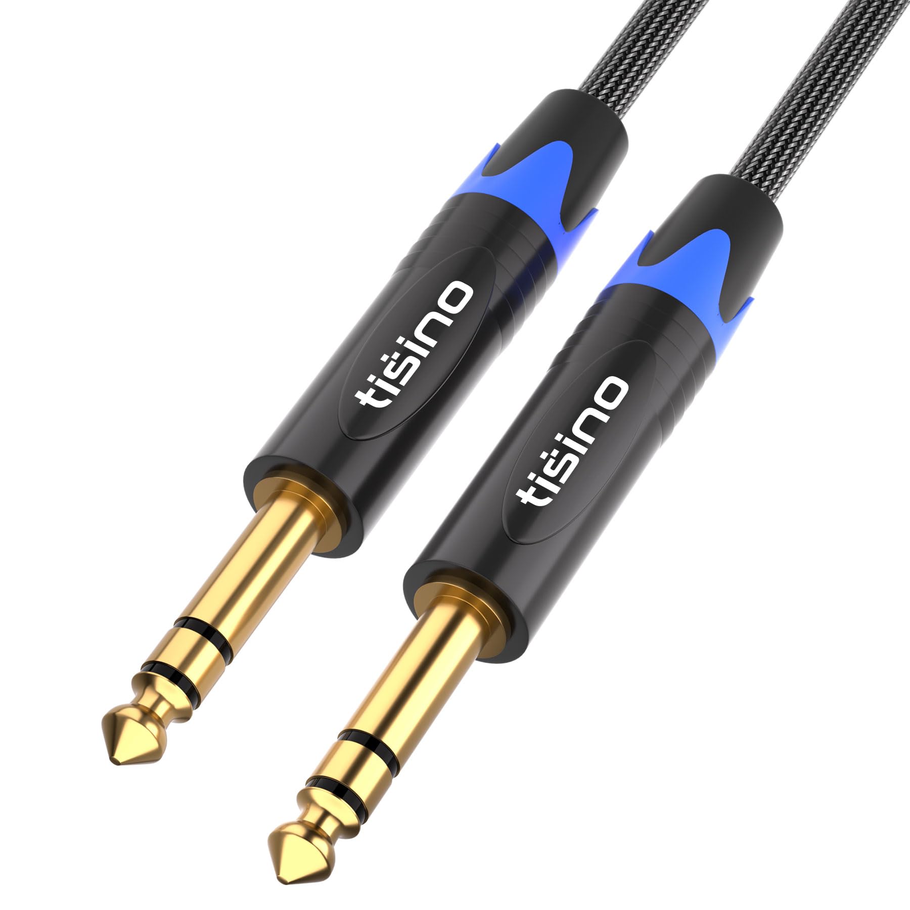 TISINO Cable TRS de 6,35 mm, trenzado de nailon de 6,35 mm, cable de audio balanceado, macho a macho, 5 metros