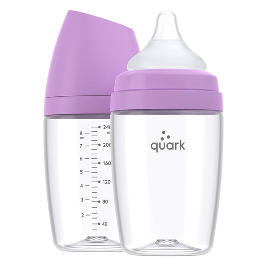 Biberón Quark Buubibottle Max Transparente con Tetina Anticólicos Realfeel Sin BPA para Recién Nacidos