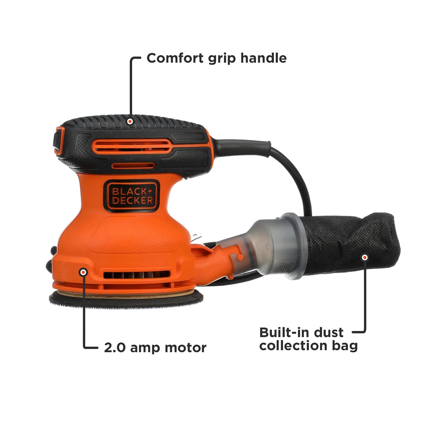 Black & Decker BDERO100 Lijadora orbital aleatoria, 5"