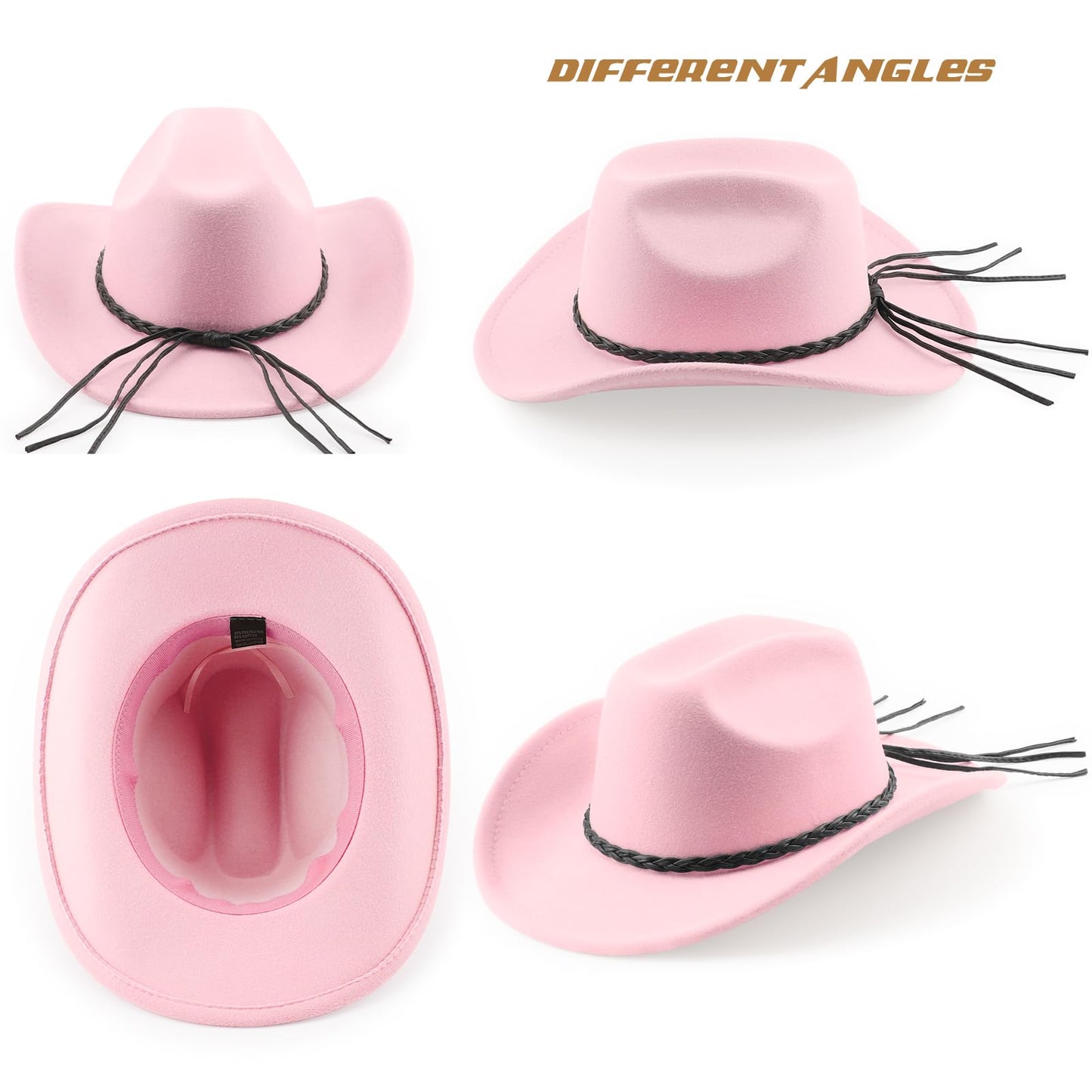DRESHOW Sombrero vaquero occidental para hombre y mujer, sombrero vaquero/vaquera para exteriores, sombrero fedora retro de fieltro de ala ancha, gorras enrolladas unisex