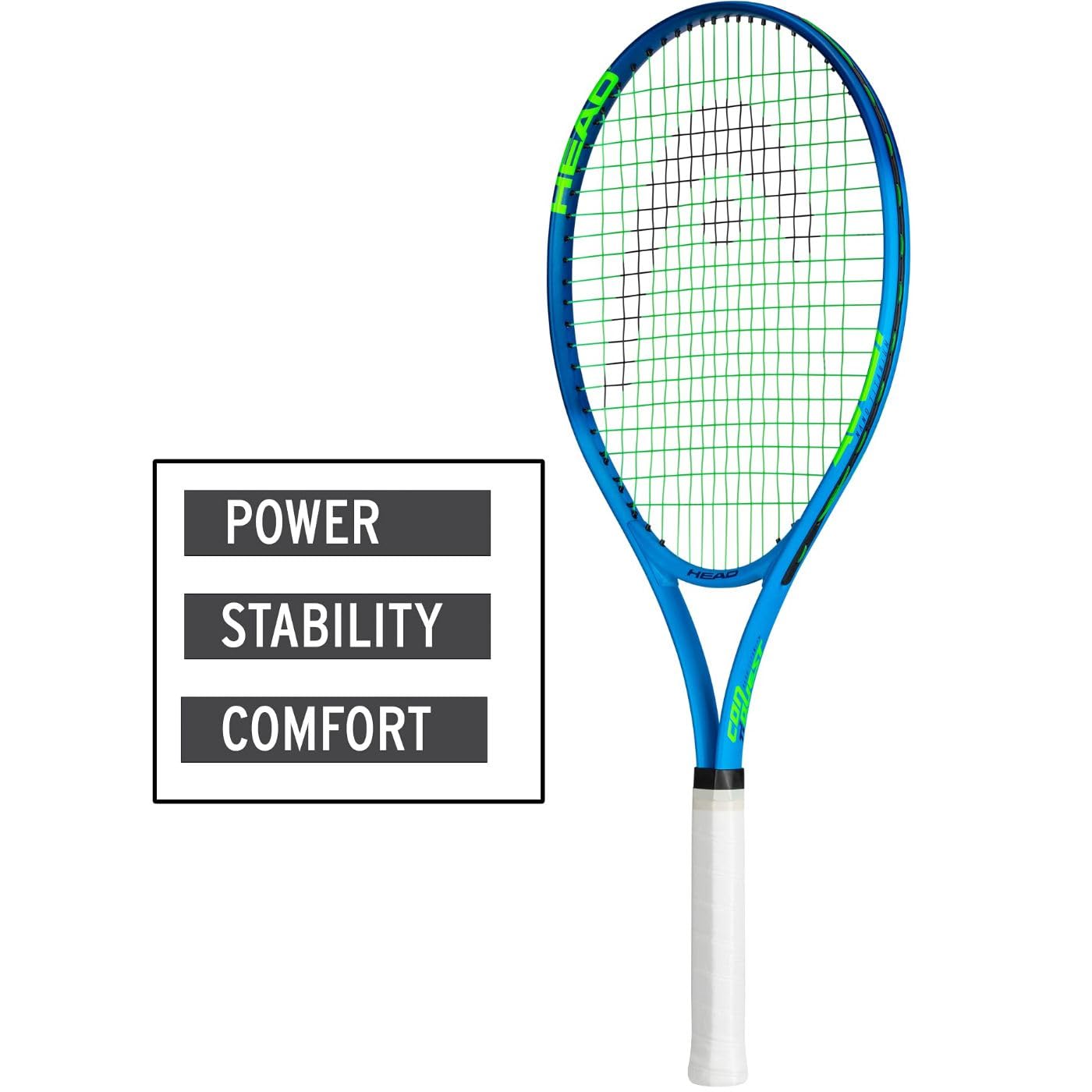 HEAD Ti. Conquest - Raqueta de Tenis - Raqueta de Equilibrio de luz de Cabeza preencordada de 27 Pulgadas, Agarre de 4 1/4 Pulgadas