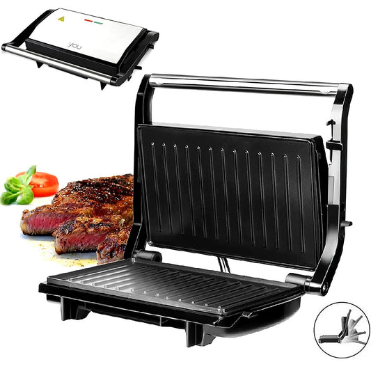 Parrilla Panini Grill Sandwich Doble Placa Antiadherente Abertura de 180°