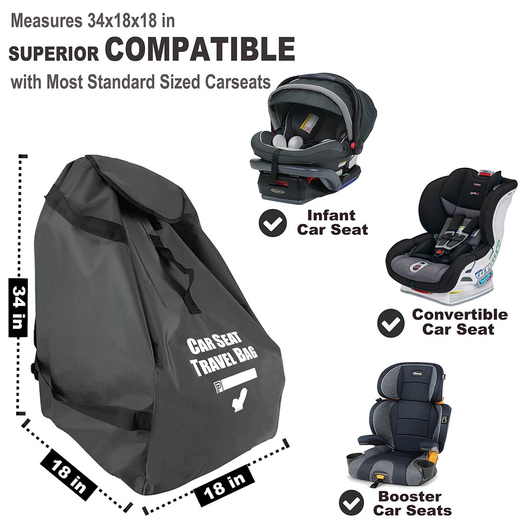 Bolsa de viaje para asiento de coche para viajes en avión, coche, puerta, mochila, gris
