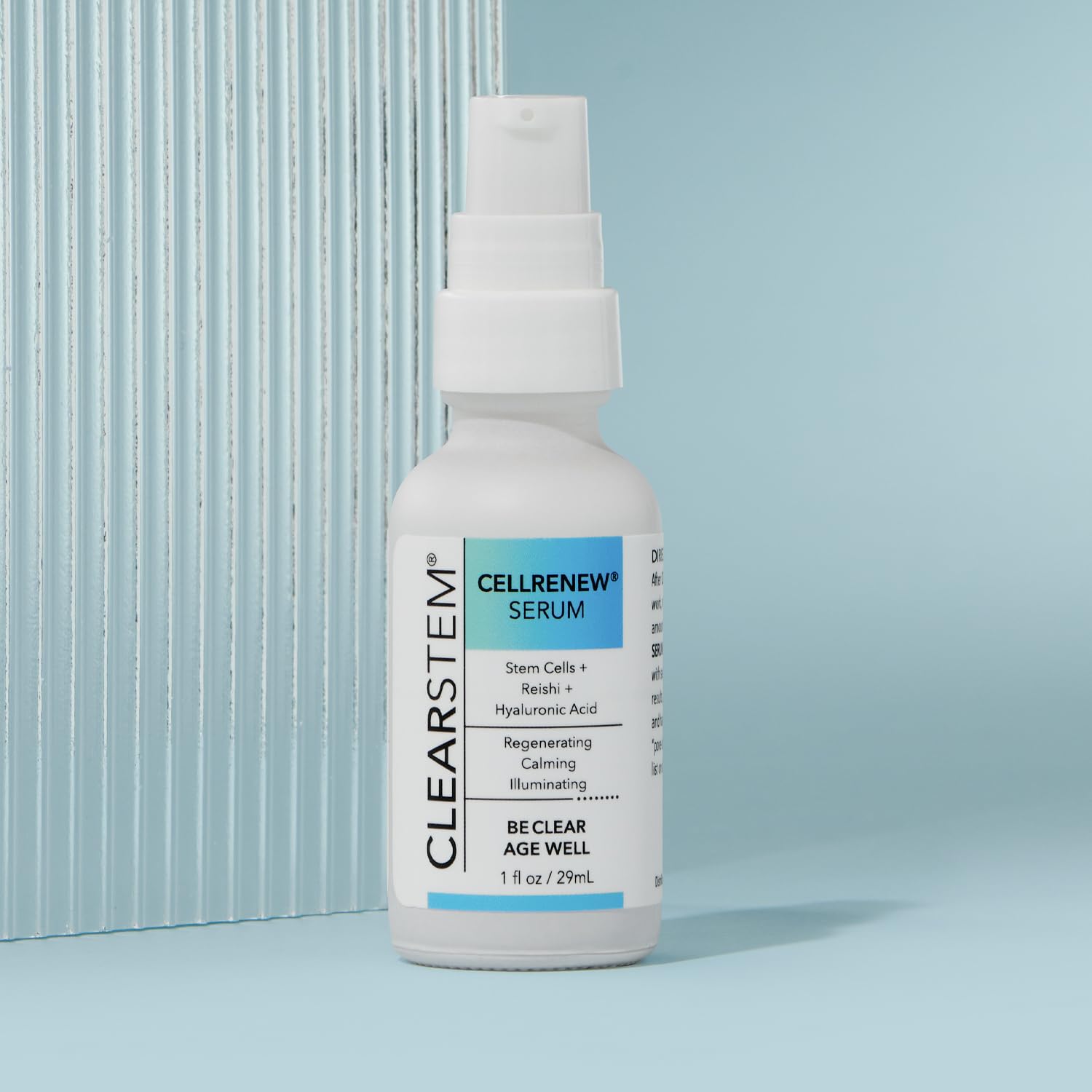 CLEARstem Anti-Aging Peptide & DNA Repair Serum - Collagen Stem Cell - Organic Topical Facial Serum with Hyaluronic Acid - Hydration Moisturizer - Scar Removal & Acne-Safe - Made in the USA - 1 fl oz.