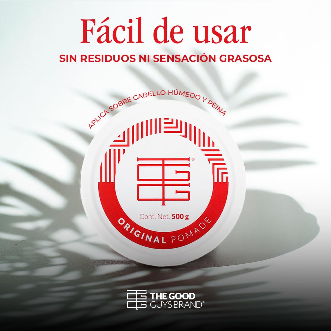 Cera para Cabello Hombre 500 gr | Original Pomade Fijación Media | Aspecto Brillante y Saludable | Pomada para Cabello Hombre Sin Químicos Agresivos | THE GOOD GUYS BRAND